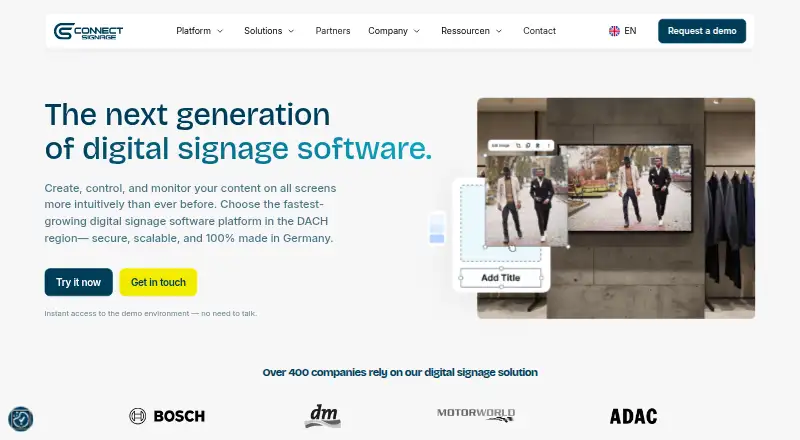 connectSignage's website