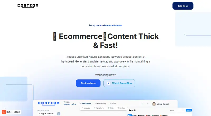 The Contiom homepage