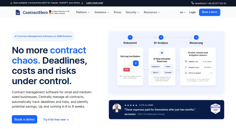 The ContractHero homepage