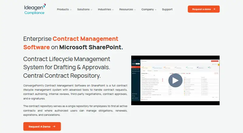 The ConvergePoint Contract Management Software homepage