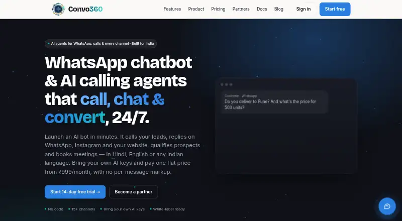 The Convo360 homepage
