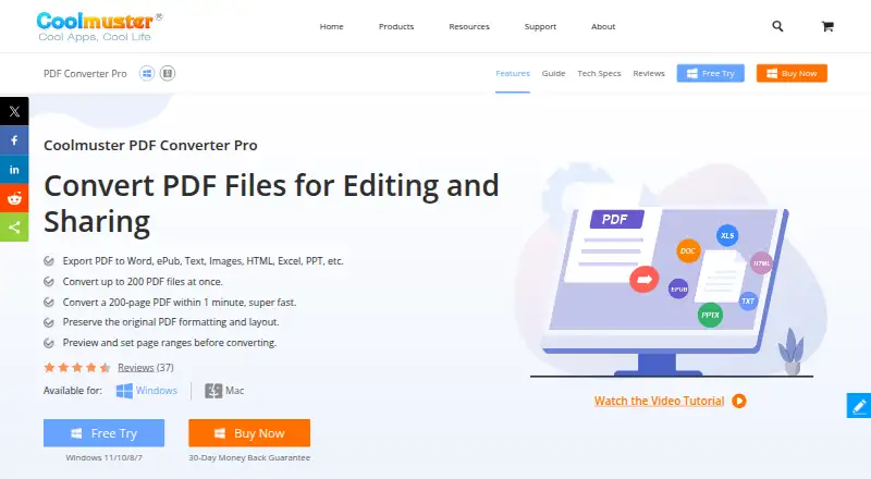 Coolmuster PDF Converter Pro's website
