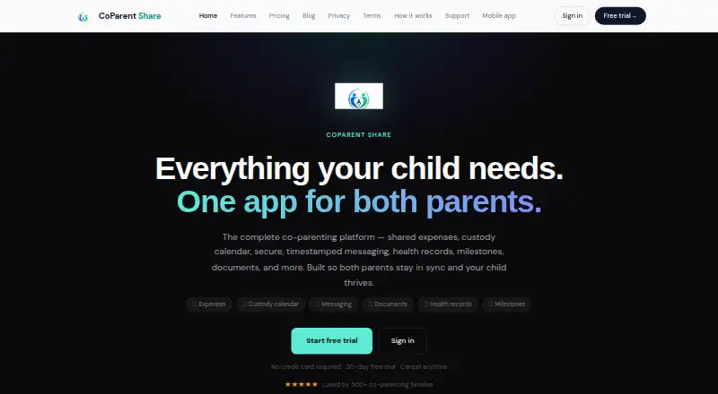 CoParent Share's website