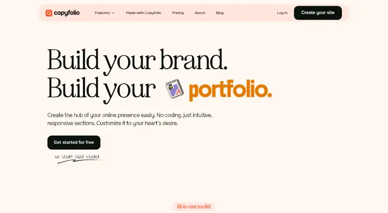 The Copyfolio homepage
