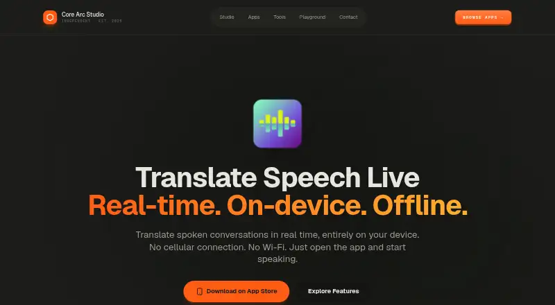 Translate Speech Live's website