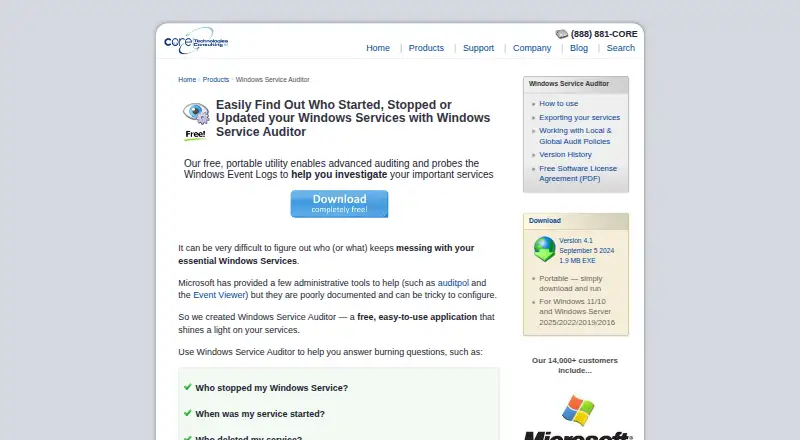 Windows Service Auditor's website