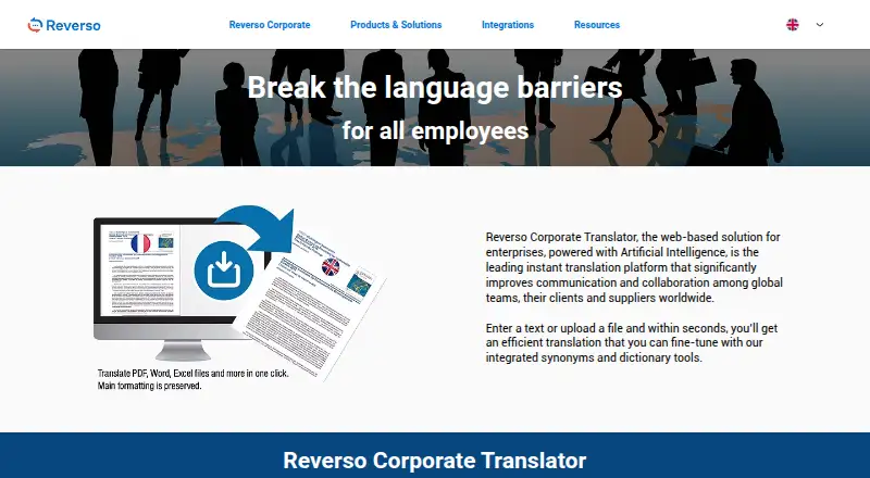 Reverso Corporate's website