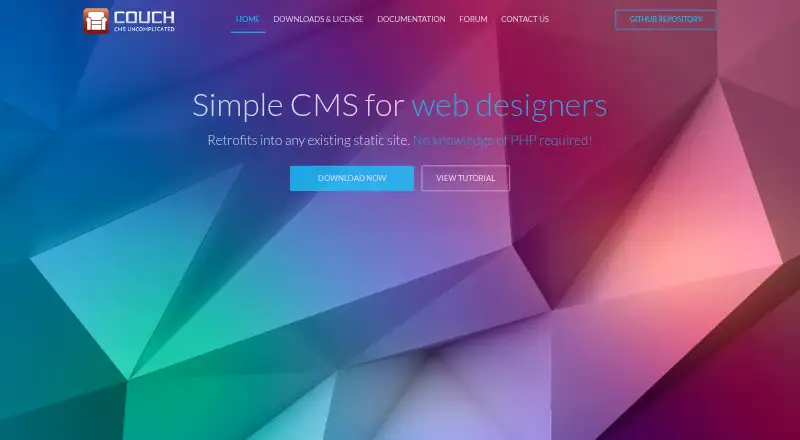 The CouchCMS homepage