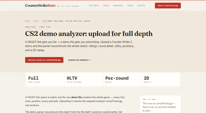 CS2 Demo Analyzer's website