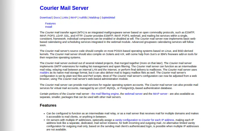 Courier Mail Server's website