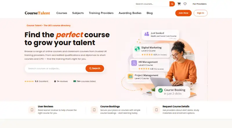 Course Talent's website