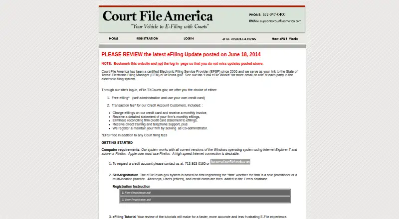 Court File America's website