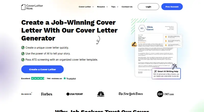 Cover Letter Now's website