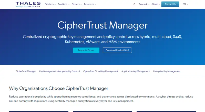 Thales CipherTrust Manager's website