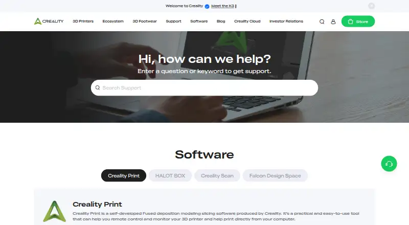The Creality Print homepage