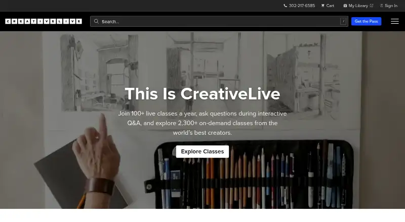 The CreativeLive homepage