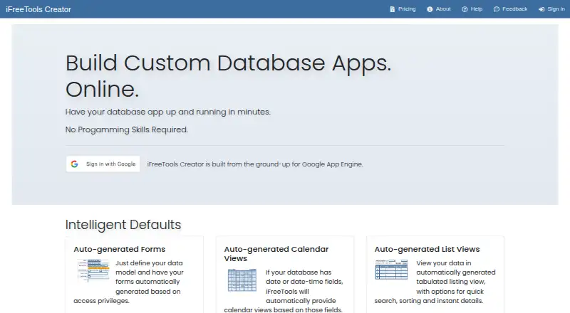 The iFreeTools Creator homepage