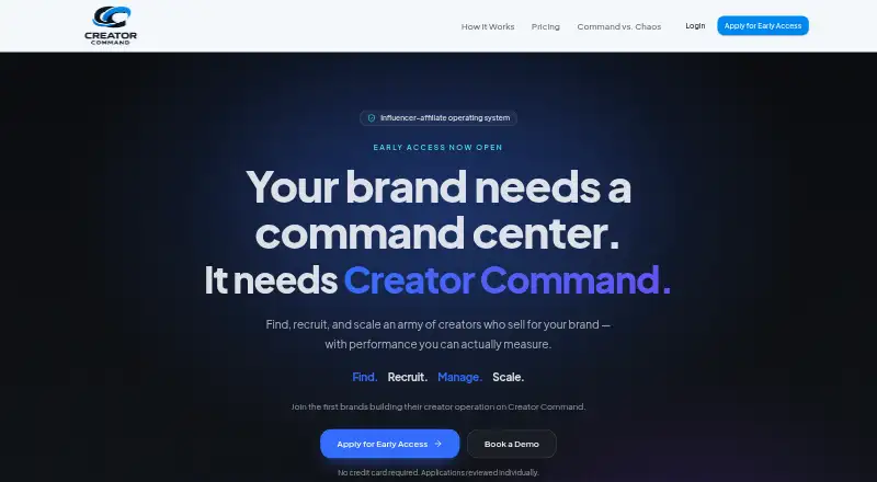 The Creator Command homepage