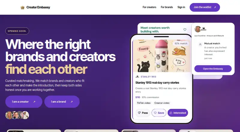 The Creator Embassy homepage