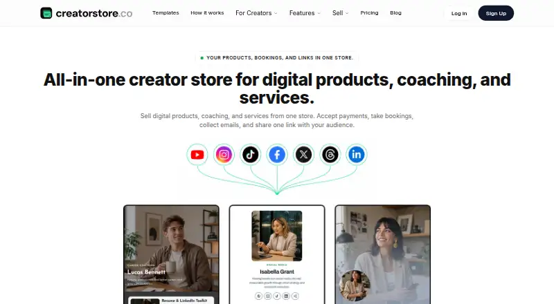 CreatorStore's website