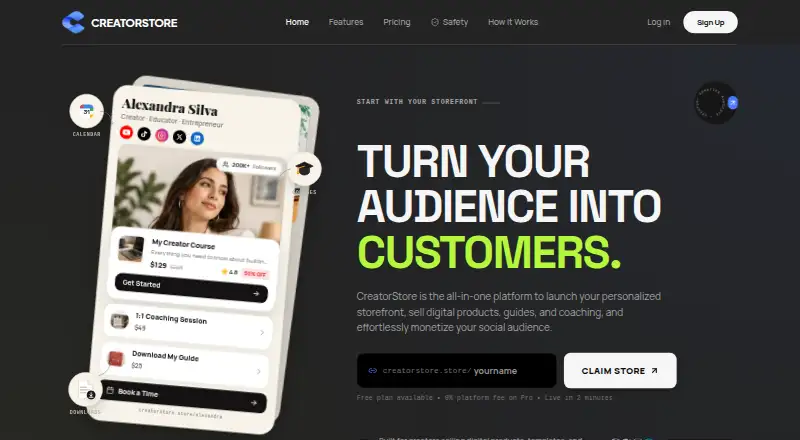 The CreatorStore homepage