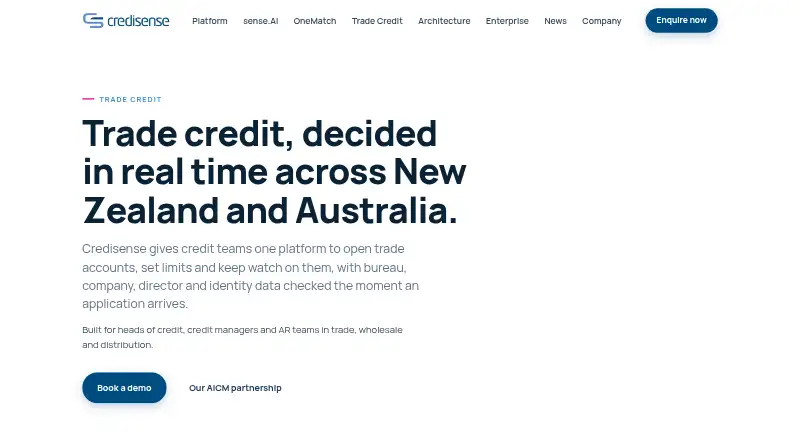 The Credisense Trade Credit homepage