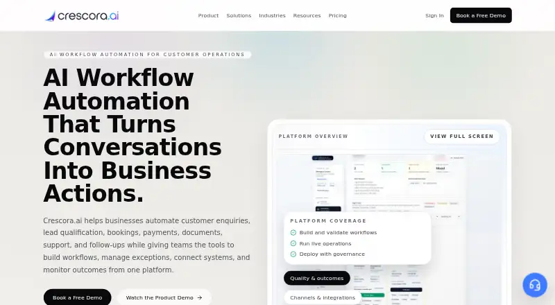 The Crescora.ai homepage