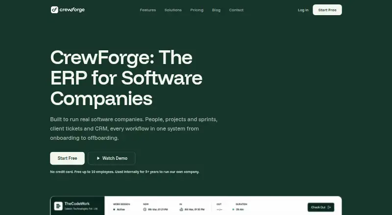 The CrewForge homepage