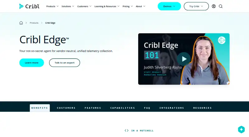 Cribl Edge's website