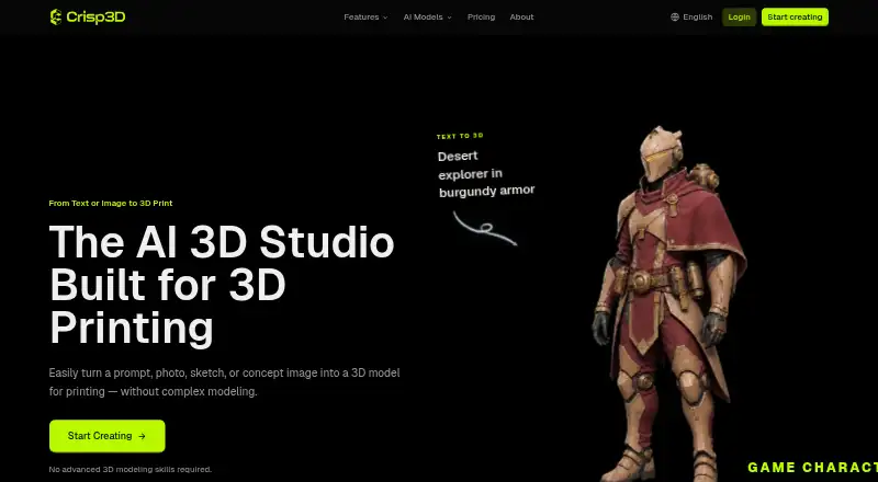 Crisp3D's website