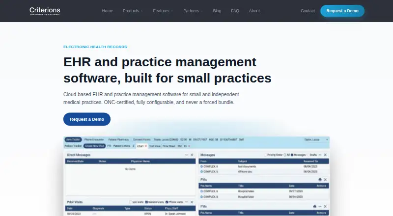 Criterions EHR's website