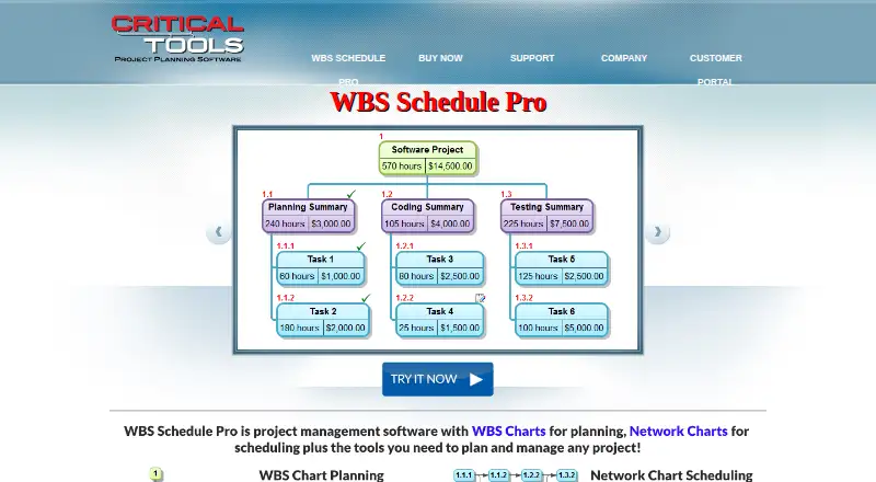 The WBS Schedule Pro homepage