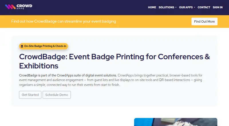 CrowdBadge's website