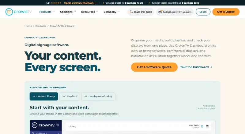 CrownTV Dashboard's website