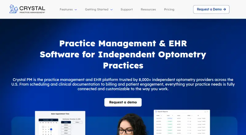 Crystal Practice Management's website