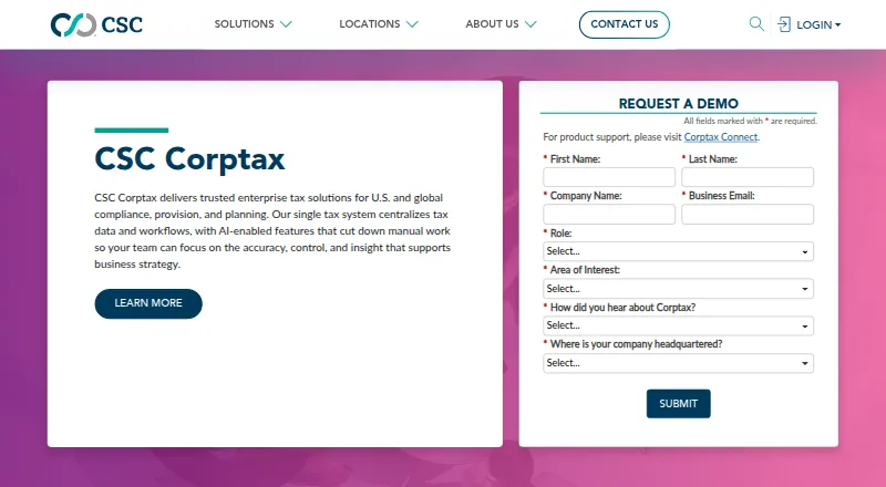 The CSC Corptax homepage