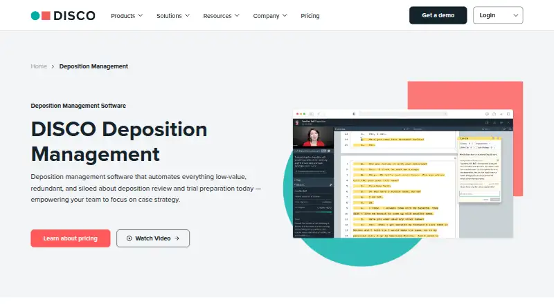 DISCO Deposition Management's website