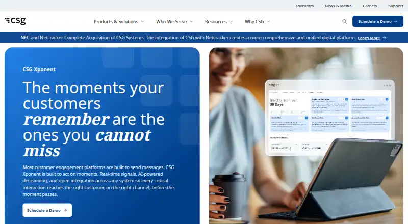 The CSG Xponent homepage