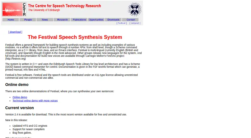 The Festival Speech Synthesis System homepage