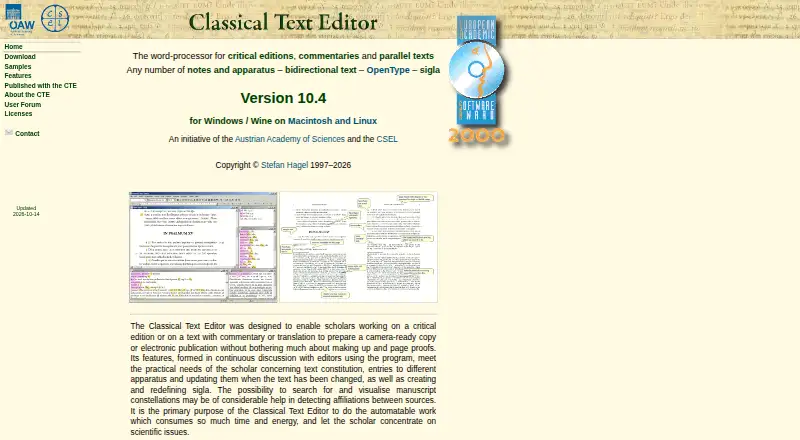 Classical Text Editor's website