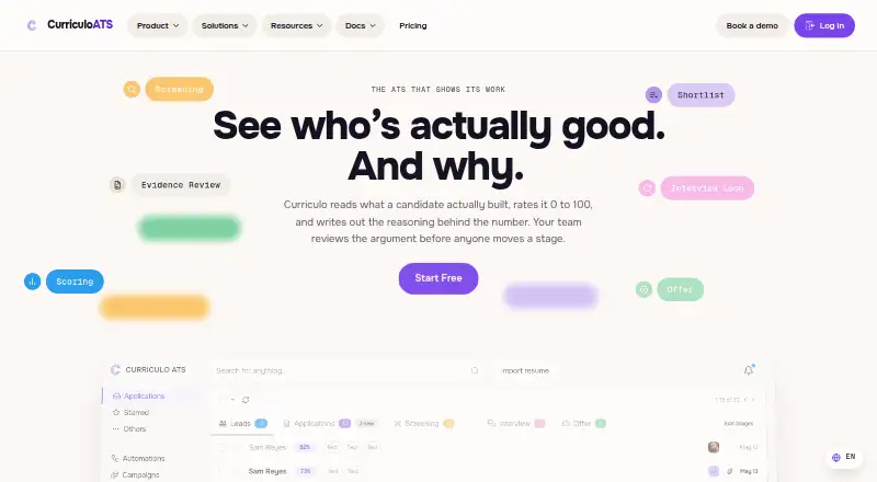 The CurriculoATS homepage
