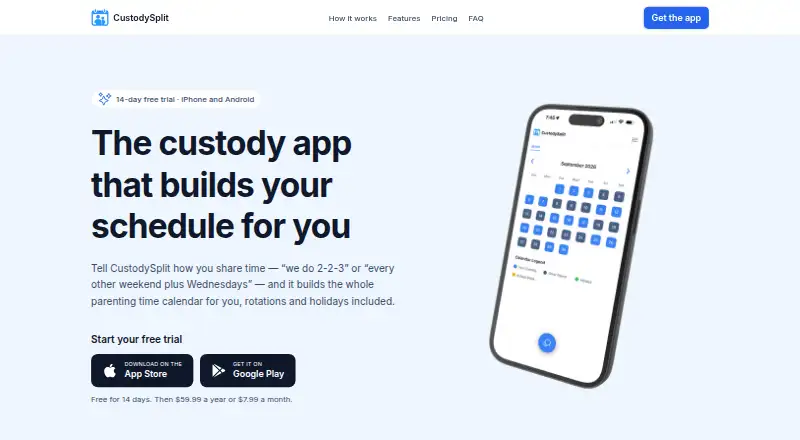 The CustodySplit homepage