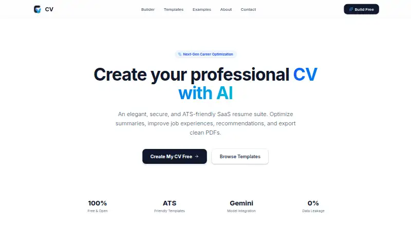 CV Builder AI Studio's website