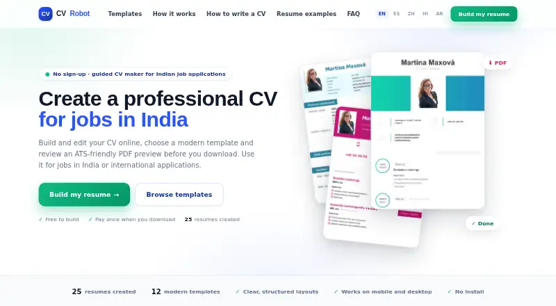 CVRobot's website
