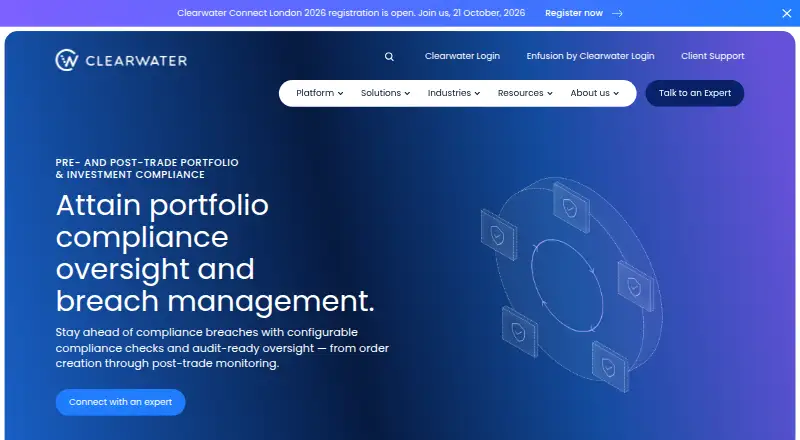 Clearwater Pre- and Post-Trade Compliance's website