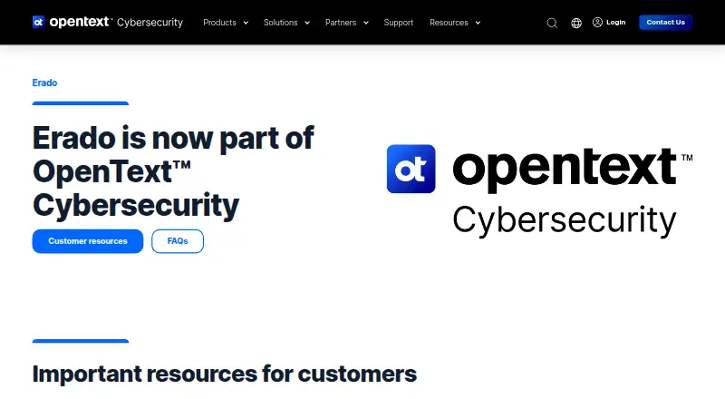 Erado Unified Archive's website