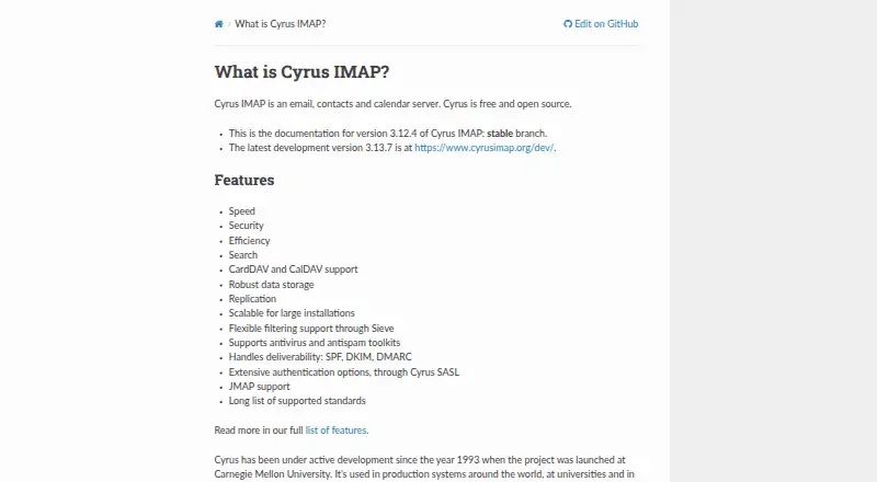 Cyrus IMAP's website