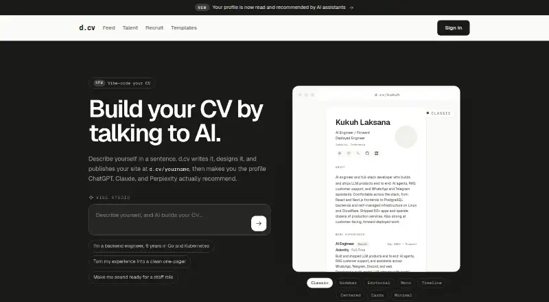 d.cv's website