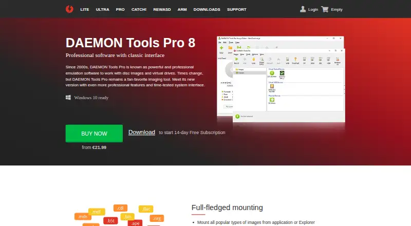 DAEMON Tools Pro's website