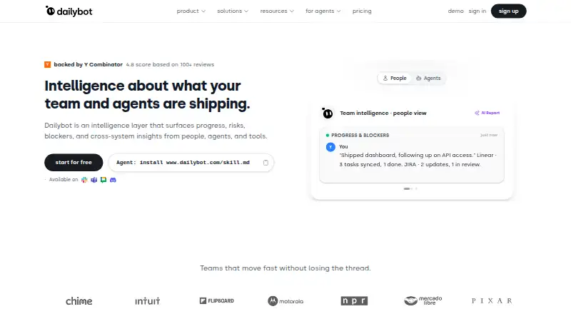 The DailyBot homepage